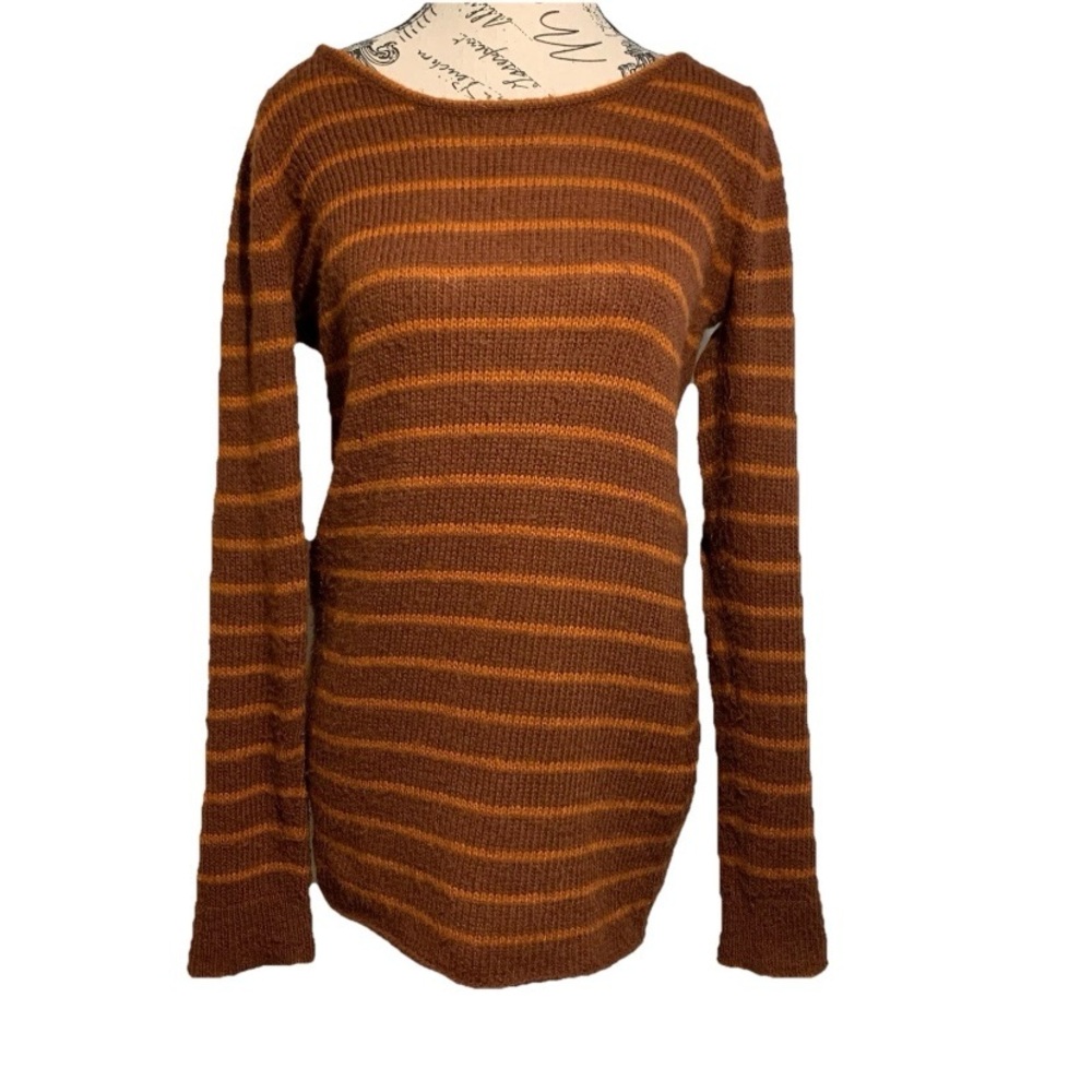 Wooden Ships Wool/Mohair Blend Brown and Orange Knit Sweater Women's Size M/L